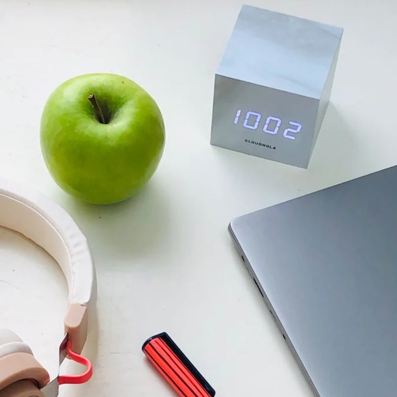 Block Clock Cube Alarm Clock Marble White Gray Cloudnola Bedroom College Dorm - Picture 11 of 14